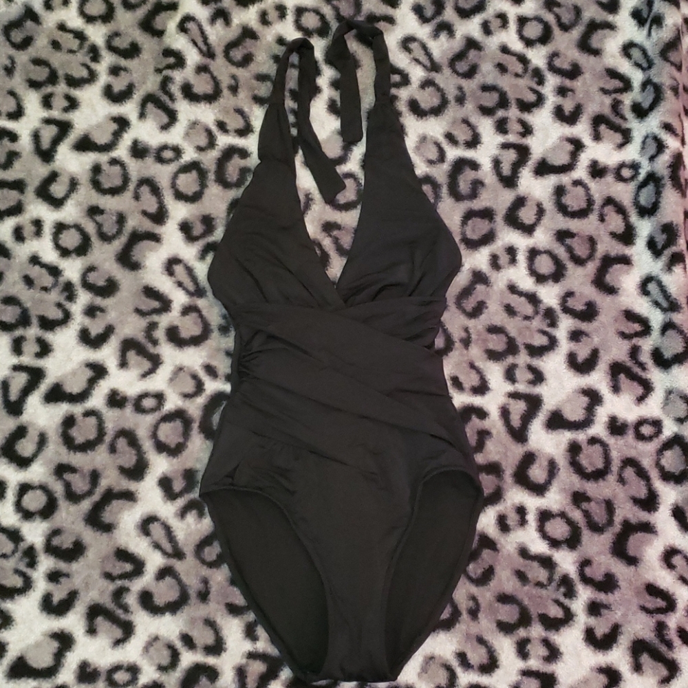 Black one piece bathing suit
